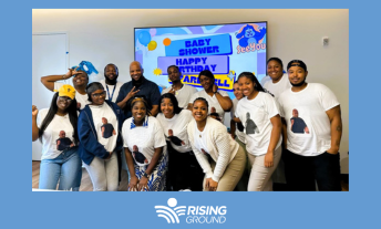 Rising Ground’s Rapid Re-housing team and
Director Karim Lewis, back row, third from
left, and also on the team’s shirts!